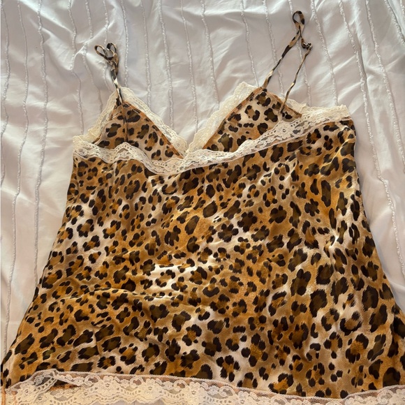 Leopard Print Lace Trim Cami Top Daisy Fuentes Camisole lace trim Size M - Picture 4 of 4